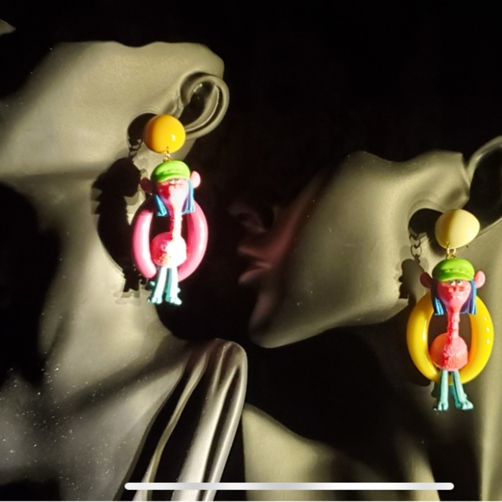 Trolls Dreamworks World Tour Cooper  Doll No- pierced Cilp Dangle Earrings